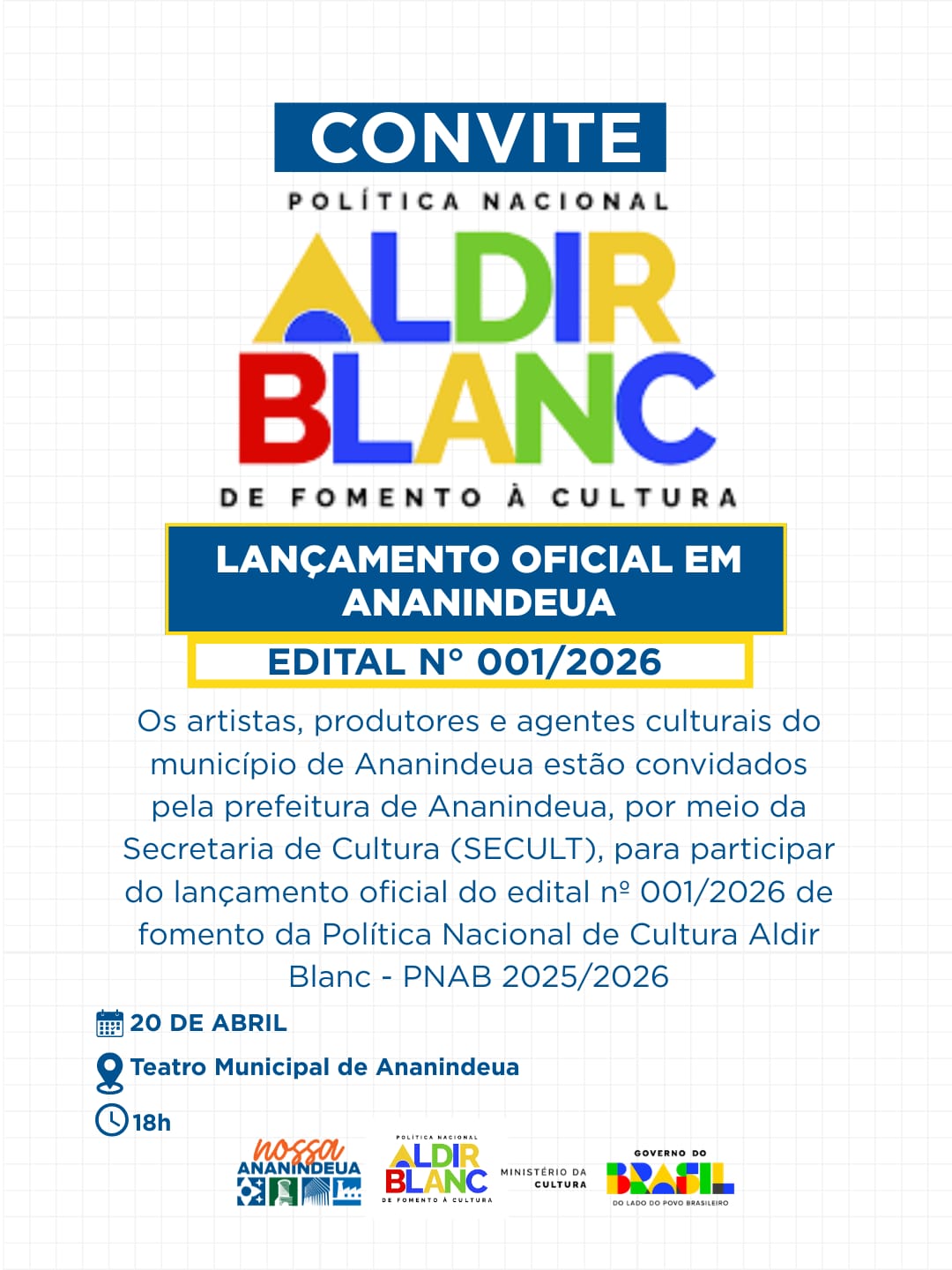 EVENTO DE LANÇAMENTO DO EDITAL DA ALDIR BLANC 2026