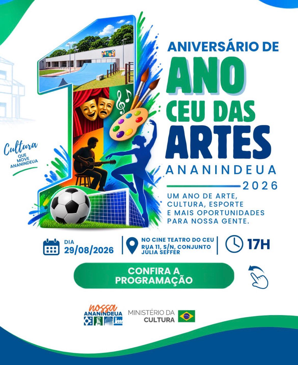 O CÉU das Artes está comemorando 1 ano de existência!💚💙