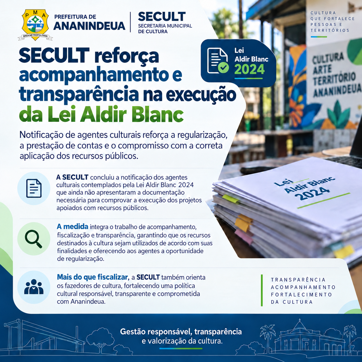 SECULT reforça acompanhamento e transparência na execução da Lei Aldir Blanc