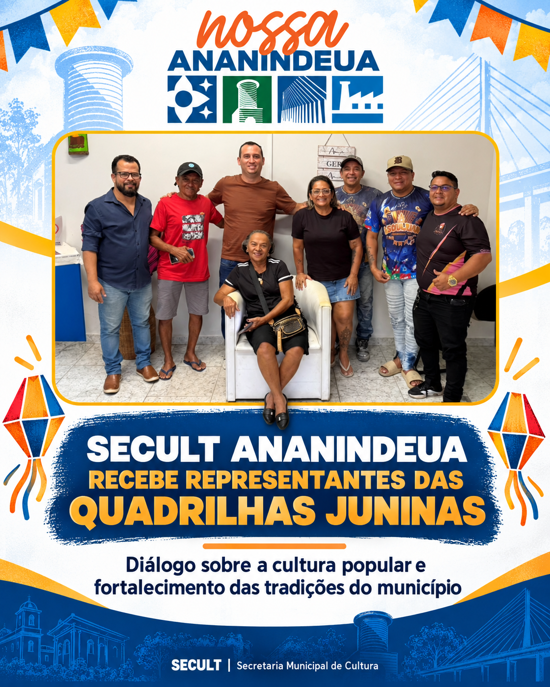 SECULT Ananindeua recebe representantes das quadrilhas juninas para diálogo sobre a cultura popular